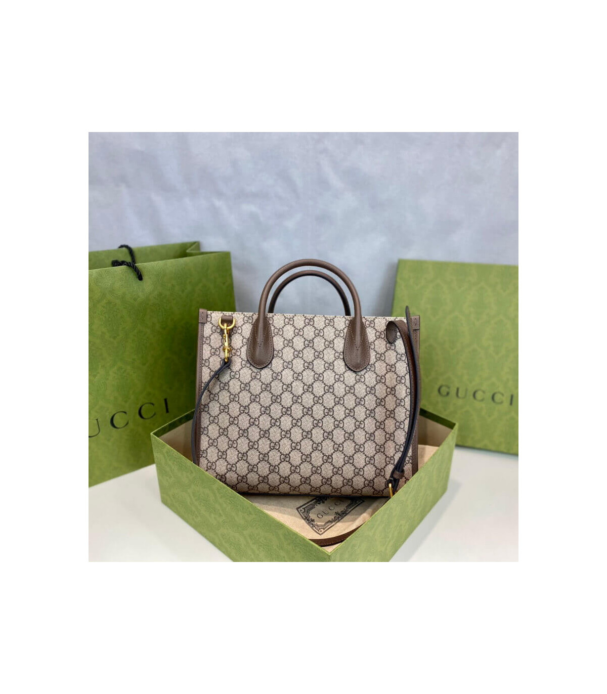 Gucci Beige GG Supreme Canvas Donald Duck Tote Bag 31cm