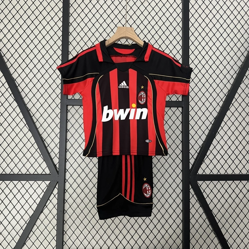 retro Kids 2006-07 Kids AC Milan home kids football jersey