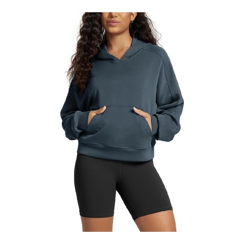 Modal Soft Long Sleeve Cropped Hoodie for Women Oversized Pullover Sweatshirts with Pocket