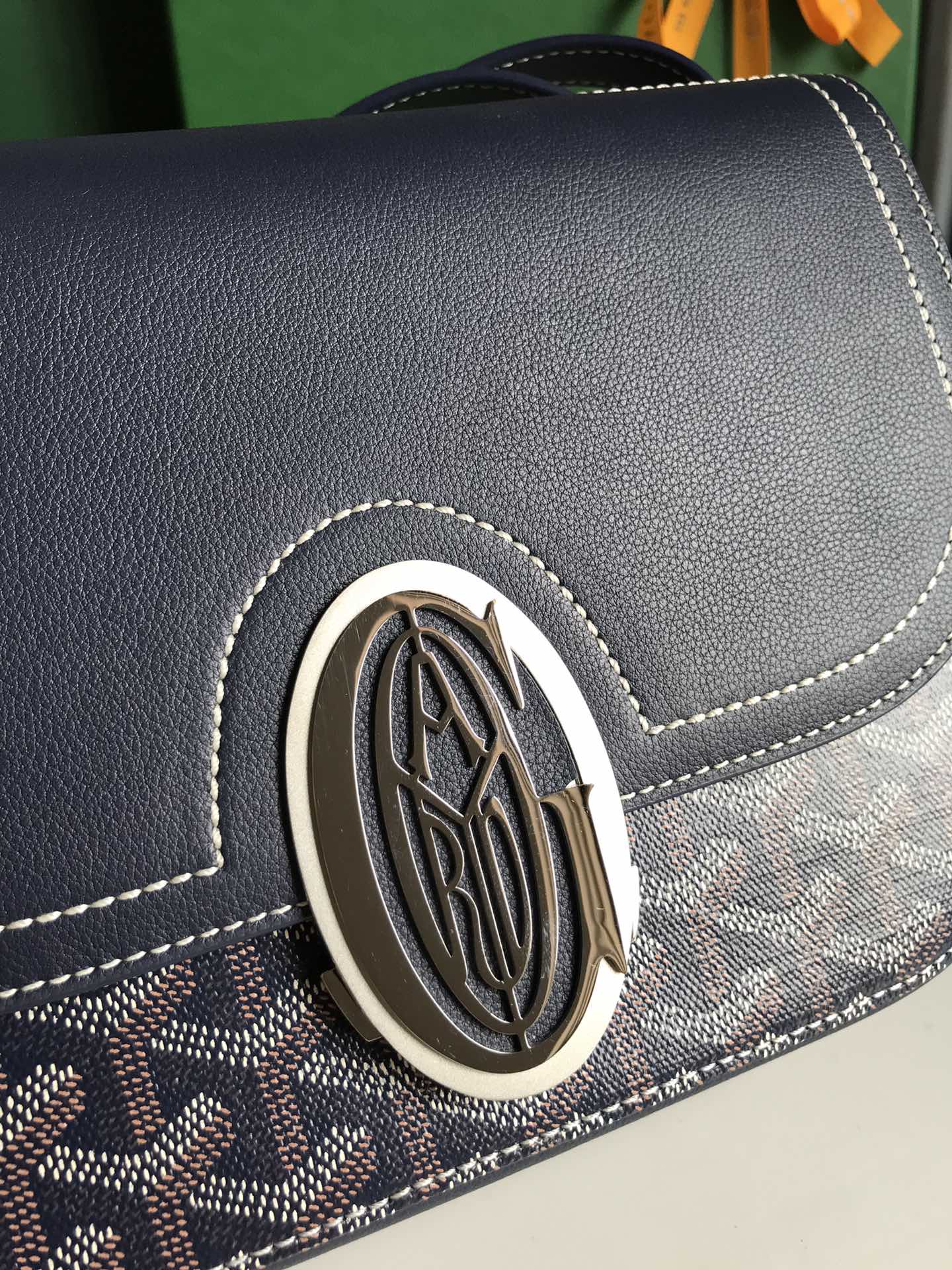 Goyard 233 Bag 25 Cm Navy Blue Calfskin And Goyardine Canvas 25cm