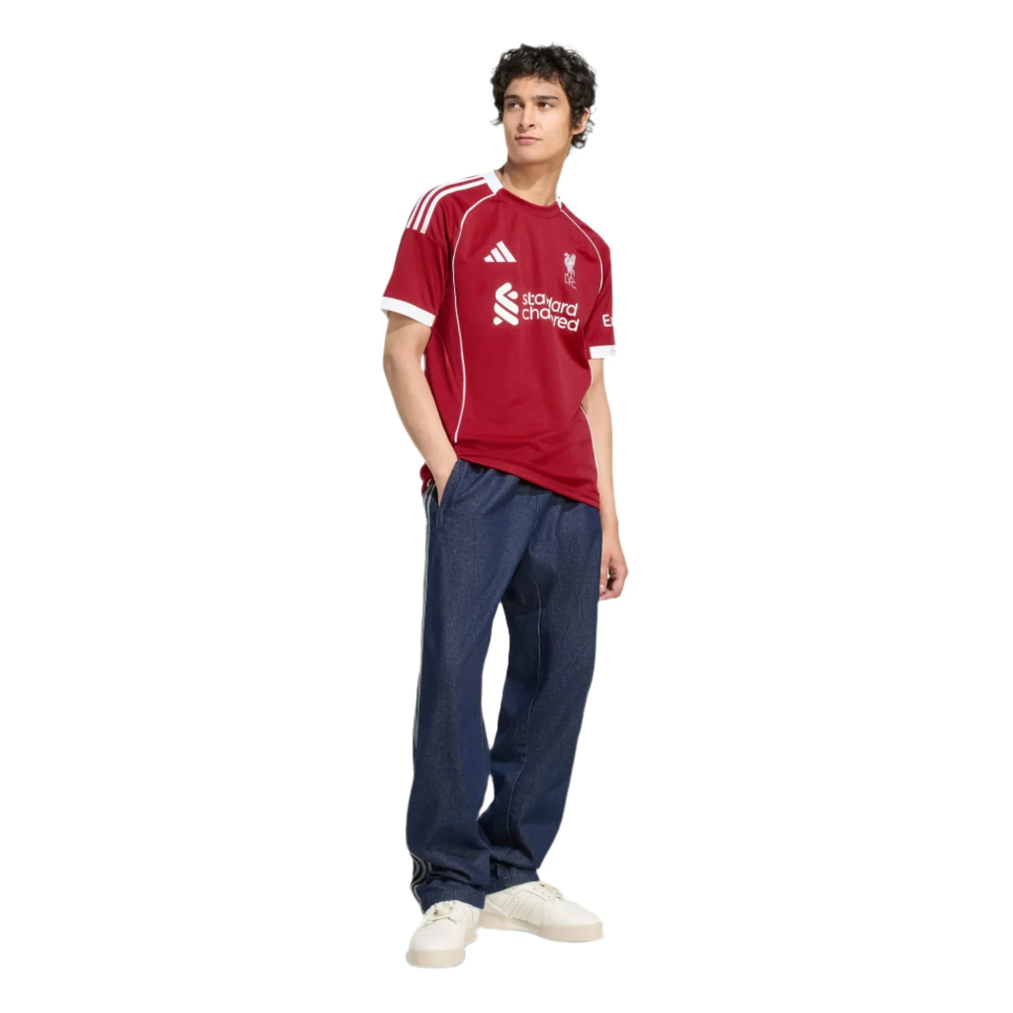 adidas Men's Liverpool Mohamed Salah Home Jersey 25/26 w/ Champions League Patches (Strawberry Red)