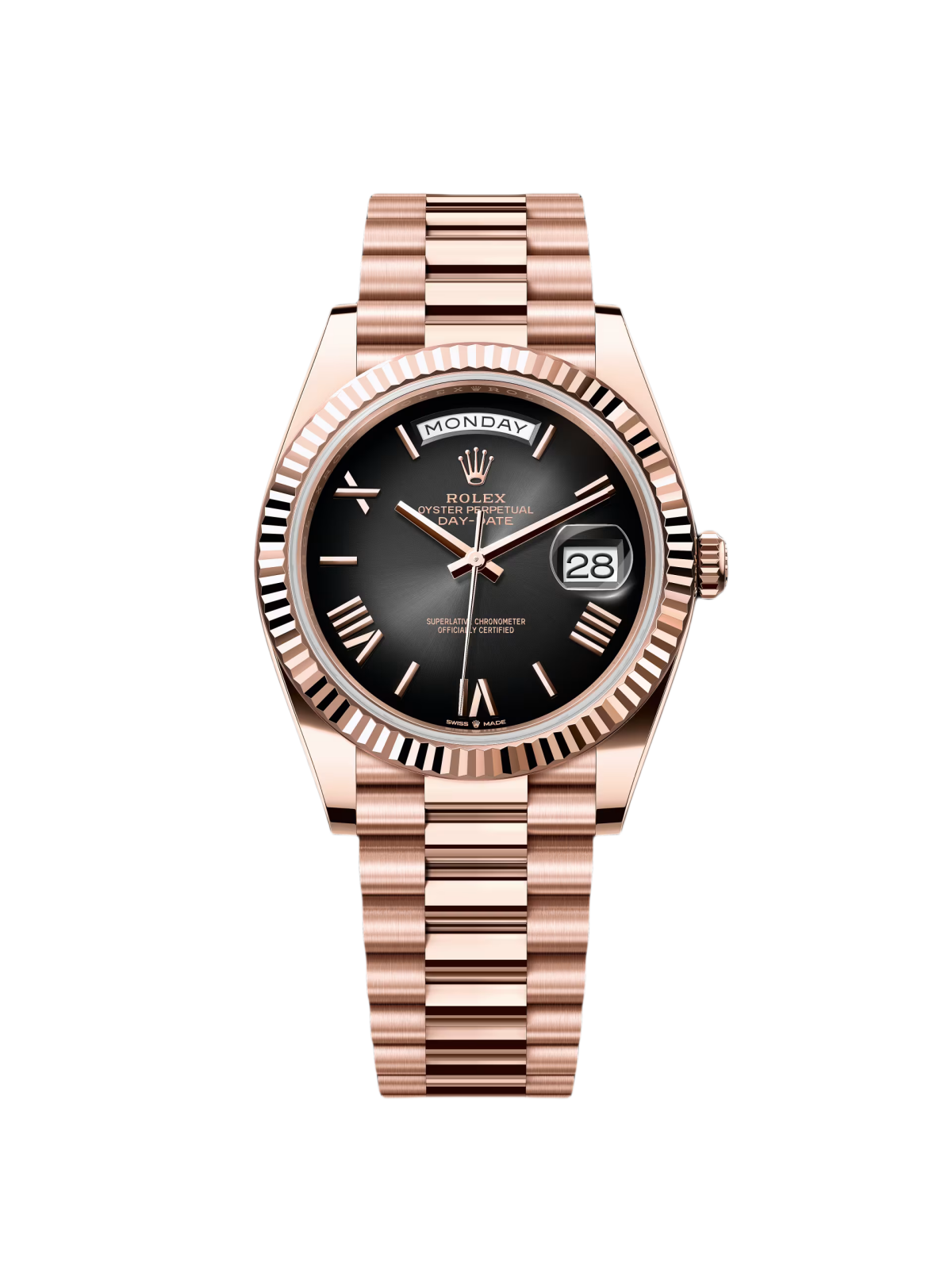 【Super Clone】RLX  Day-Date President 40mm Everose Gold Slate Roman Ombre Smoke Dial - 228235