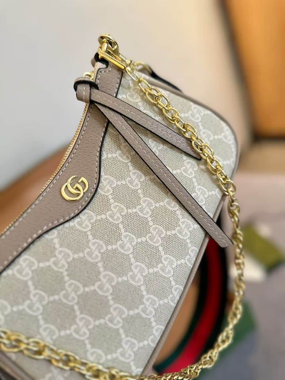 Gucci Ophidia Small Shoulder Bag Beige And White 25Cm 735132 Uulag 9682