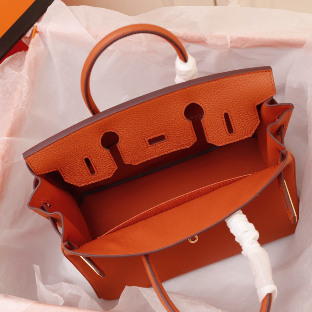 Hermes Birkin Bag 35 Fire Togo Gold Hardware