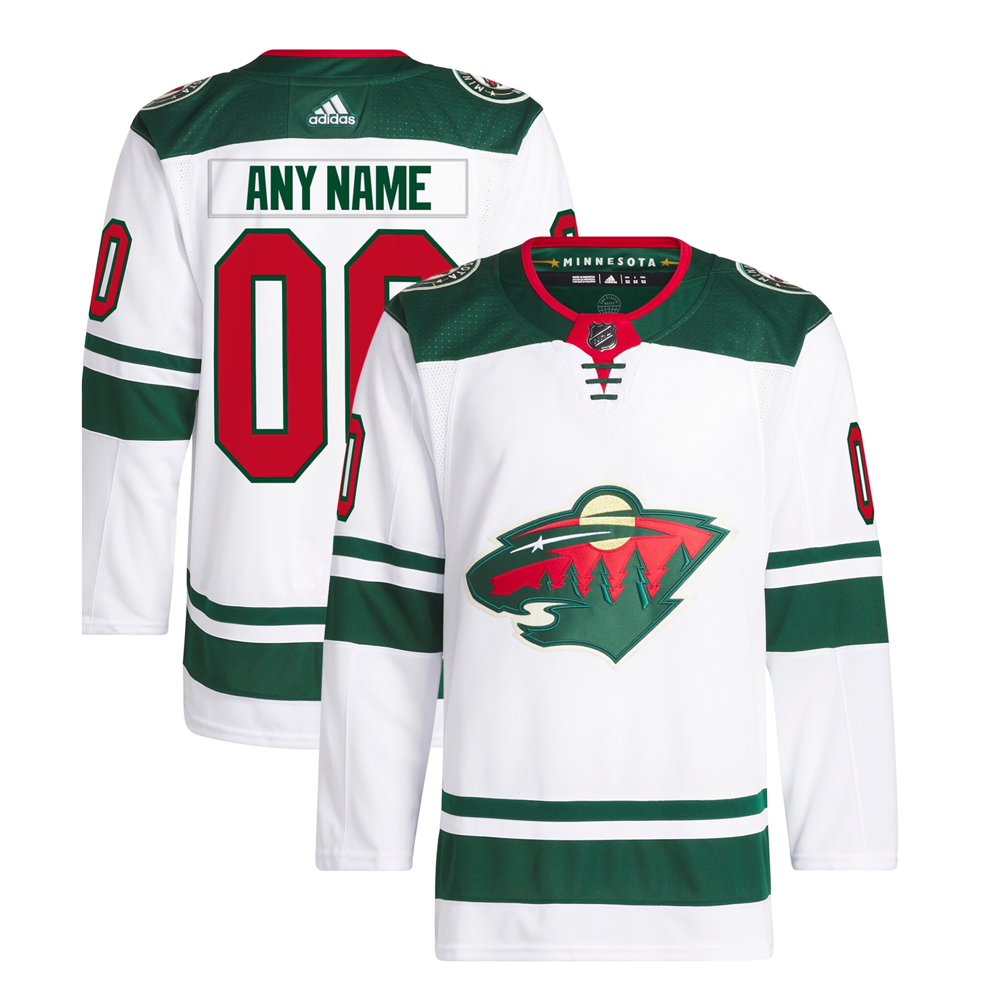 Minnesota Wild adidas  Away  Primegreen Authentic Custom Jersey – White