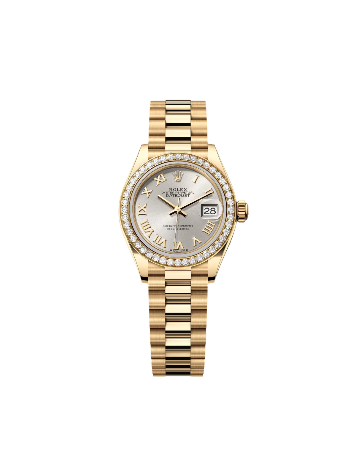 Rolex Lady-Datejust 279138RBR  Silver 28mm Dial President Bracelet Watch