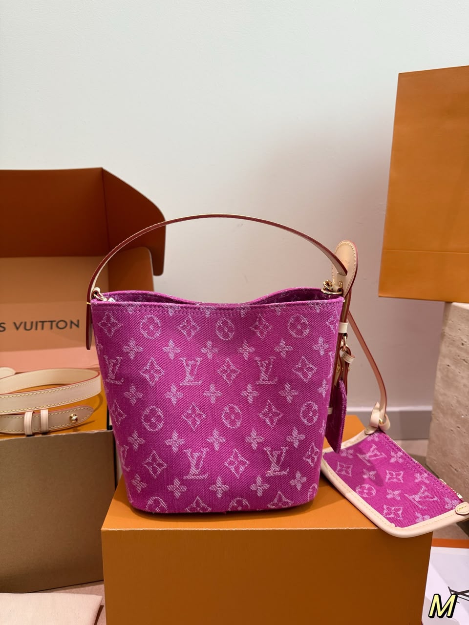 Louis Vuitton All In BB Bag Fuchsia Denim Fabric 16cm M27626