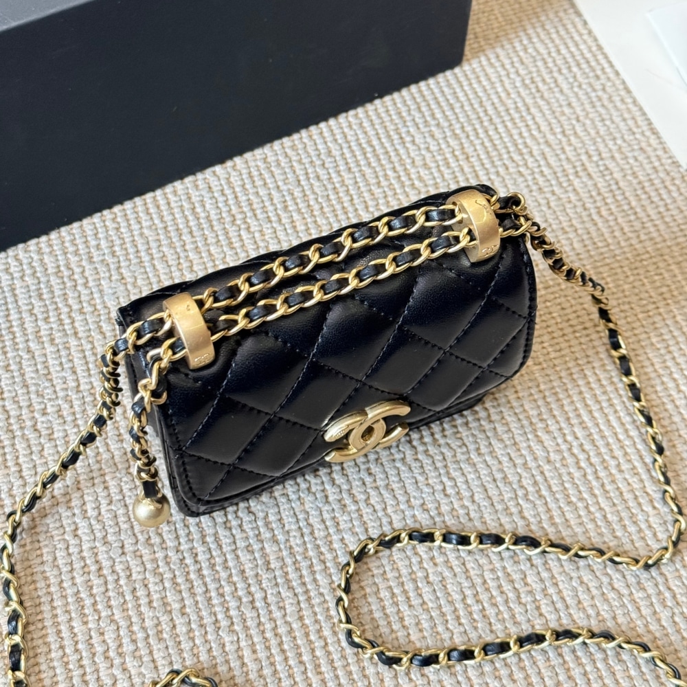 Chanel 21a Mini Flap Coin Purse With Chain Black 12cm Ap2290 B06092 94305