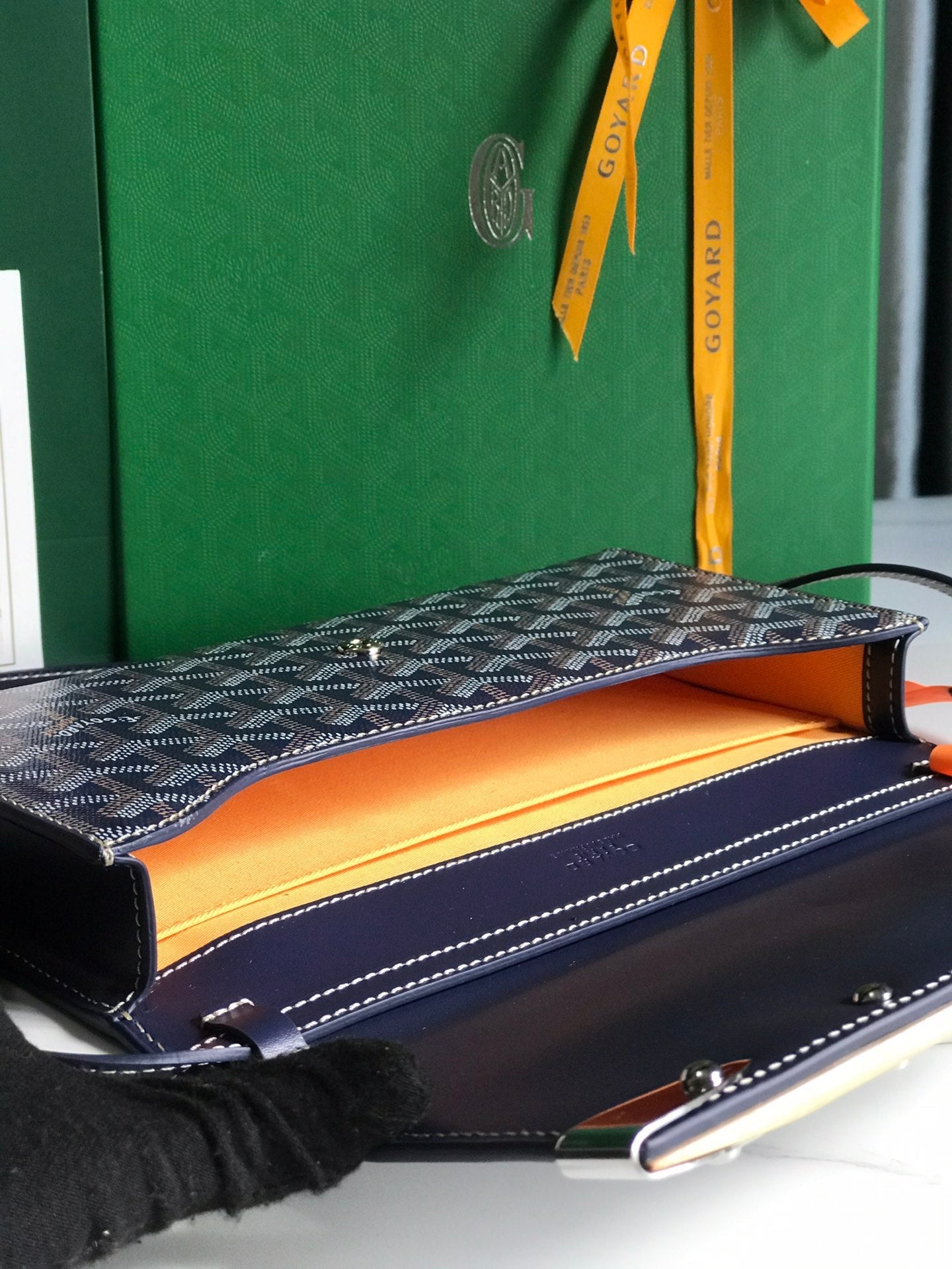 Goyard Monte-Carlo Pm Clutch 25 Cm Navy Blue Goyardine Canvas