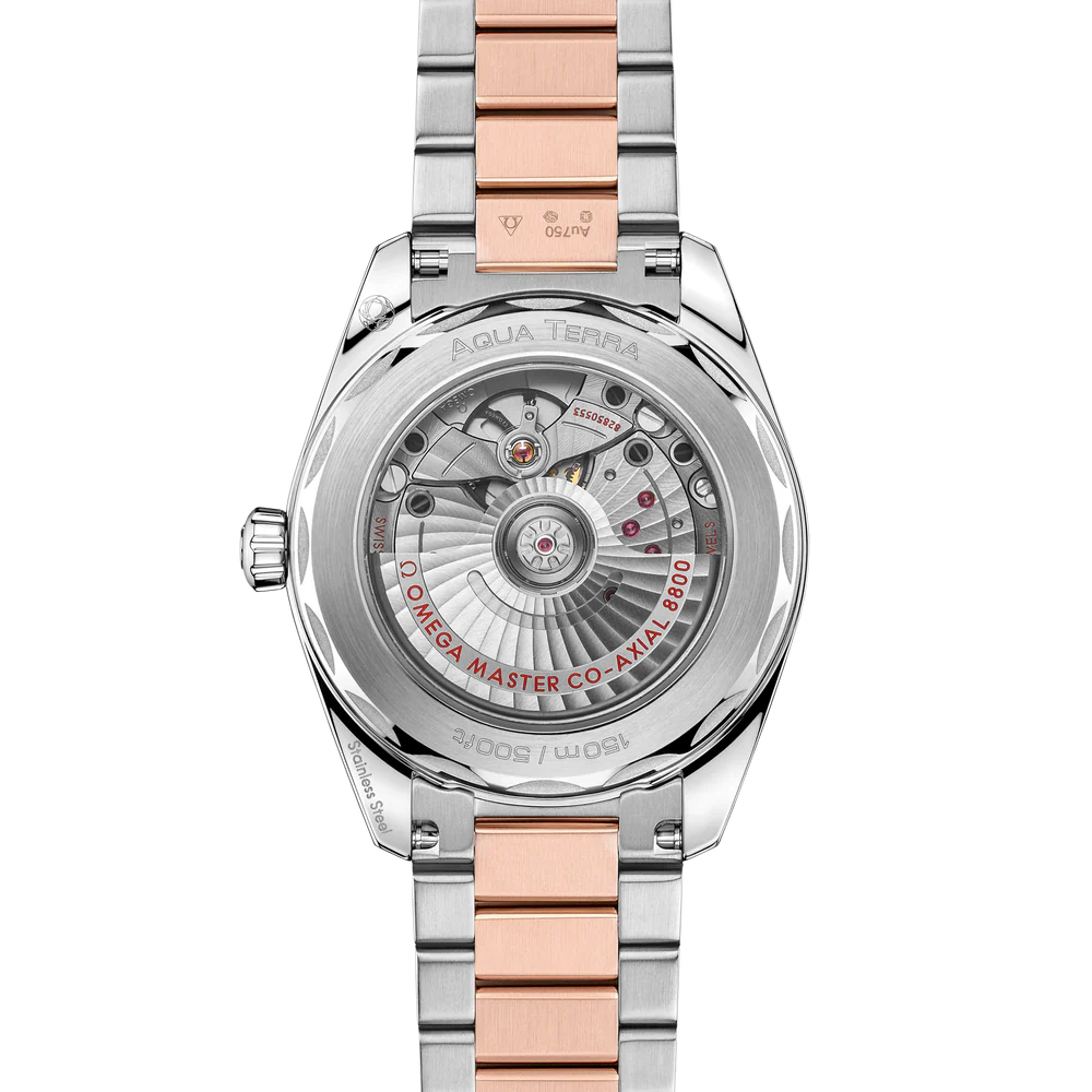 Omega Seamaster Aqua Terra Shades 38 mm Linen Dial Stainless Steel and Sedna™ 18k Rose Gold Strap 220.20.38.20.09.001