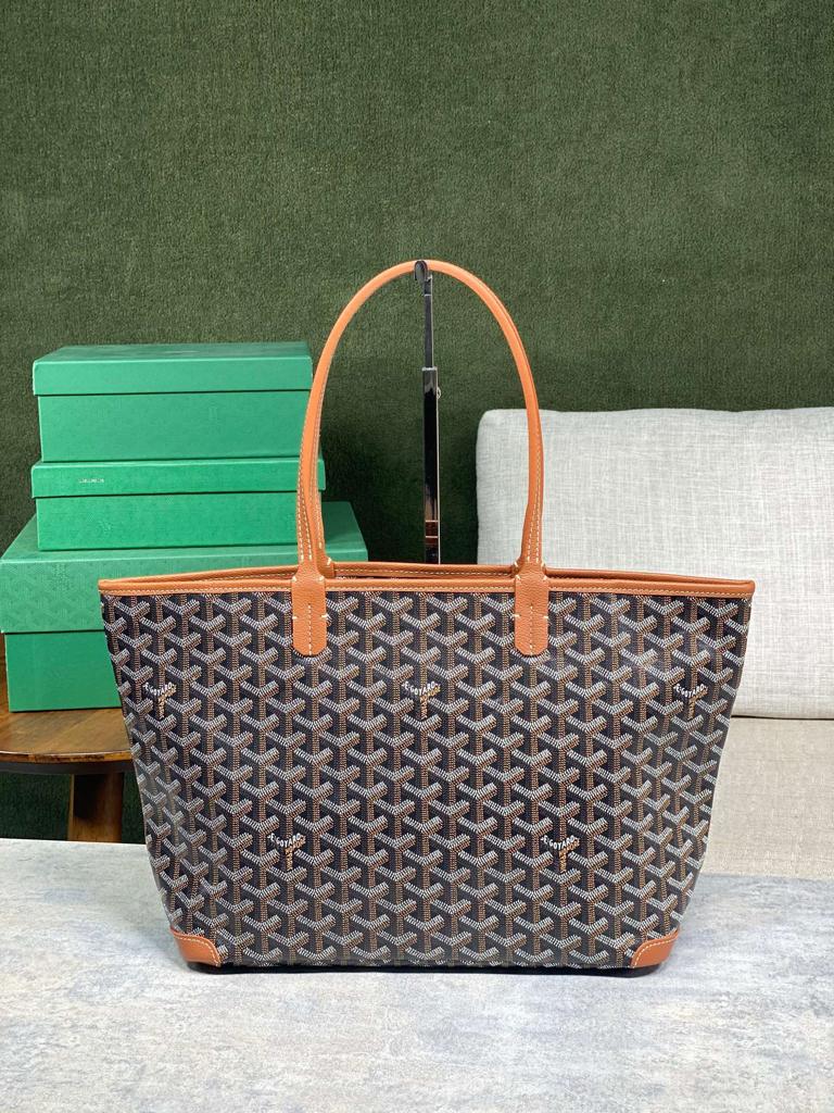 Goyard Artois PM Tote Bag 40Cm Black And Tan Canvas