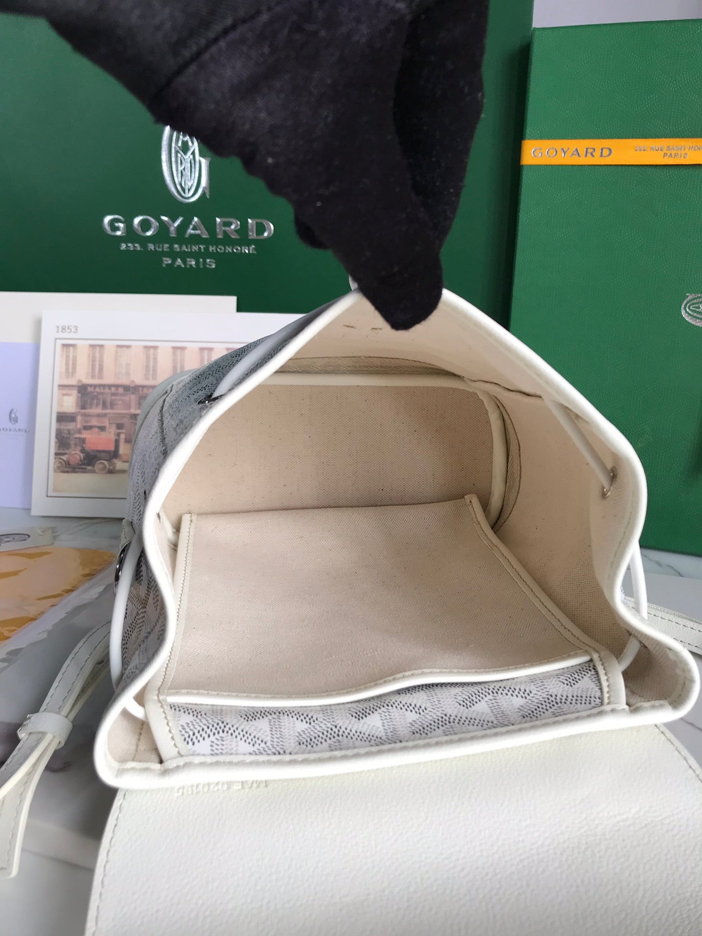 Goyard Alpin Mini Backpack 21 Cm White Lambskin And Goyardine Canvas
