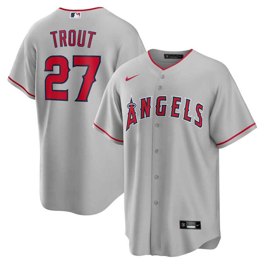 Mike Trout Los Angeles Angels Road Player Name Jersey Silver