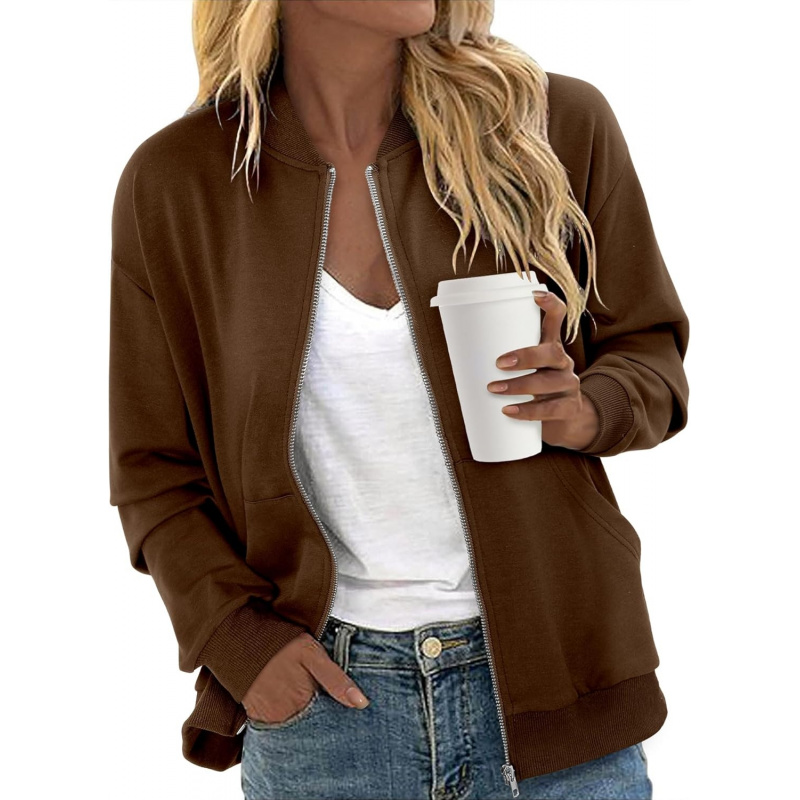 Women's Zip Up Jacket Casual Long Sleeve
