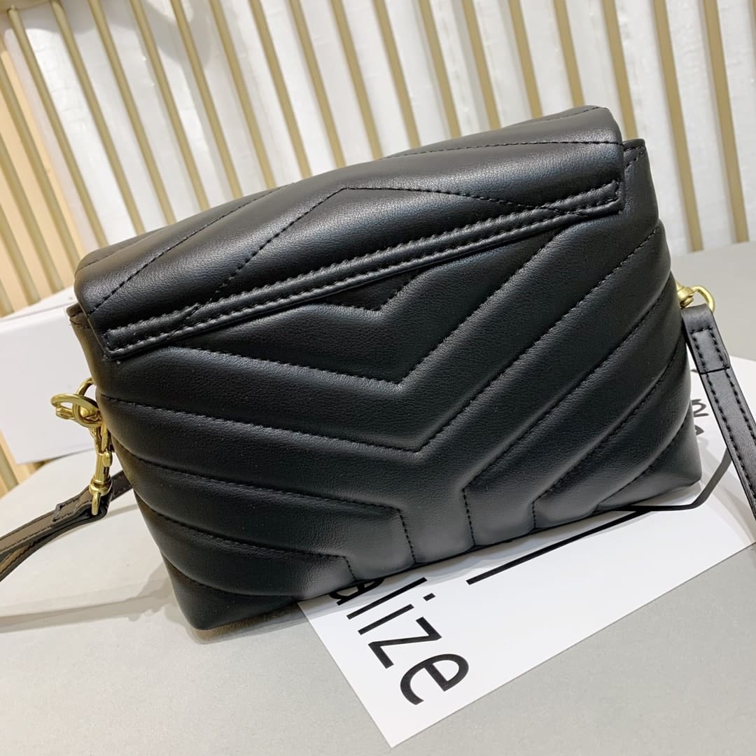 Saint Laurent Loulou Toy Strap Bag In Quilted Y Leather Black