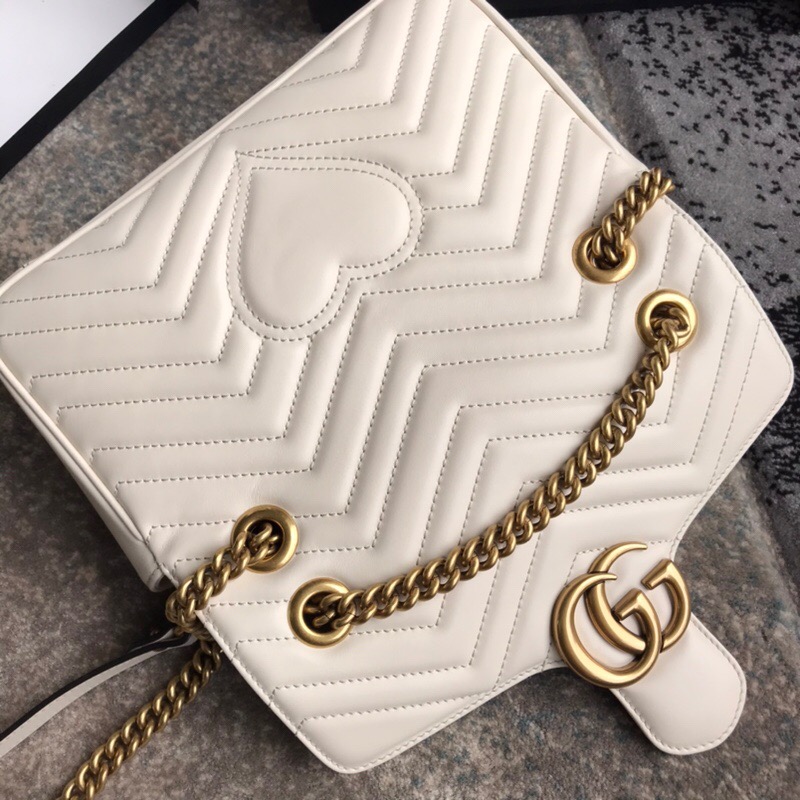 Gucci Gg Marmont Mini Shoulder Bag White Matelasse 22Cm ‎446744 Dtdit 9022