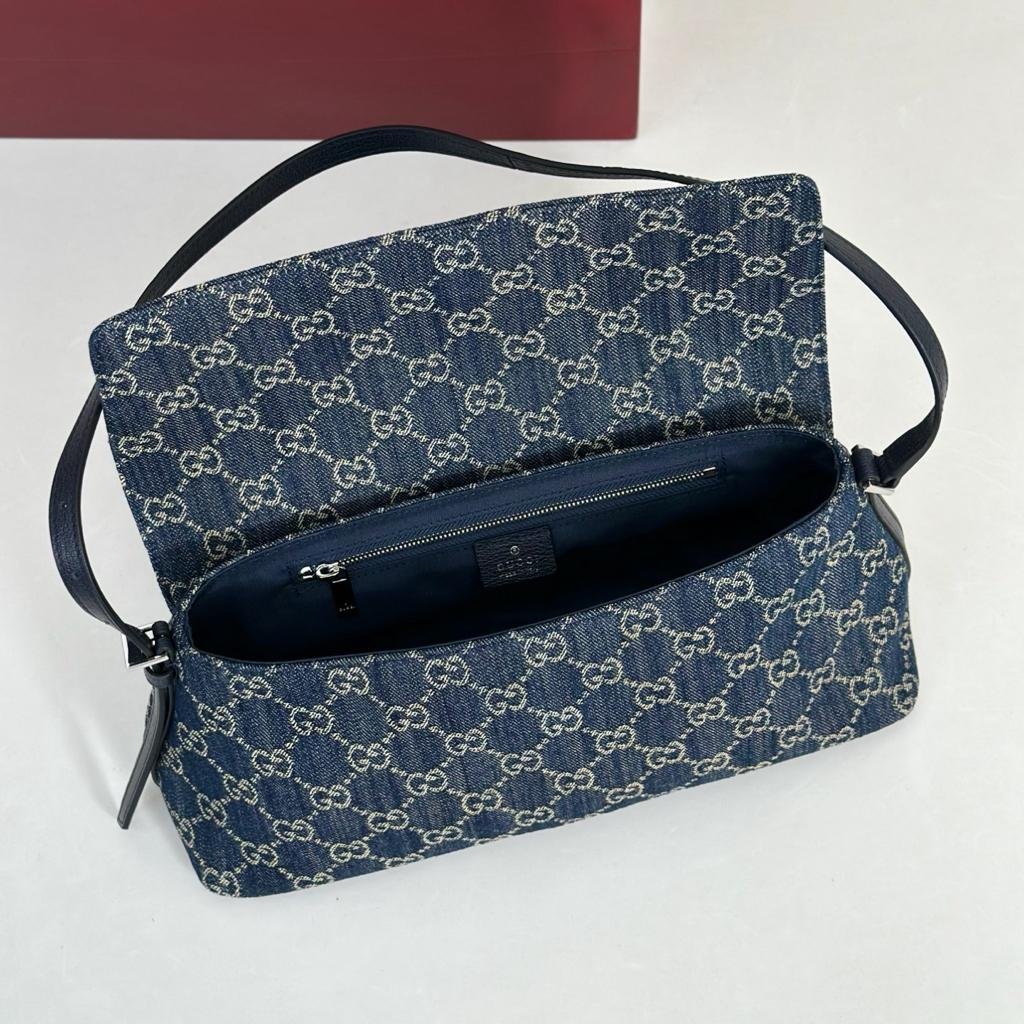 Gucci Madison Medium Shoulder Bag 31cm/12.2in Blue GG Denim ‎874744