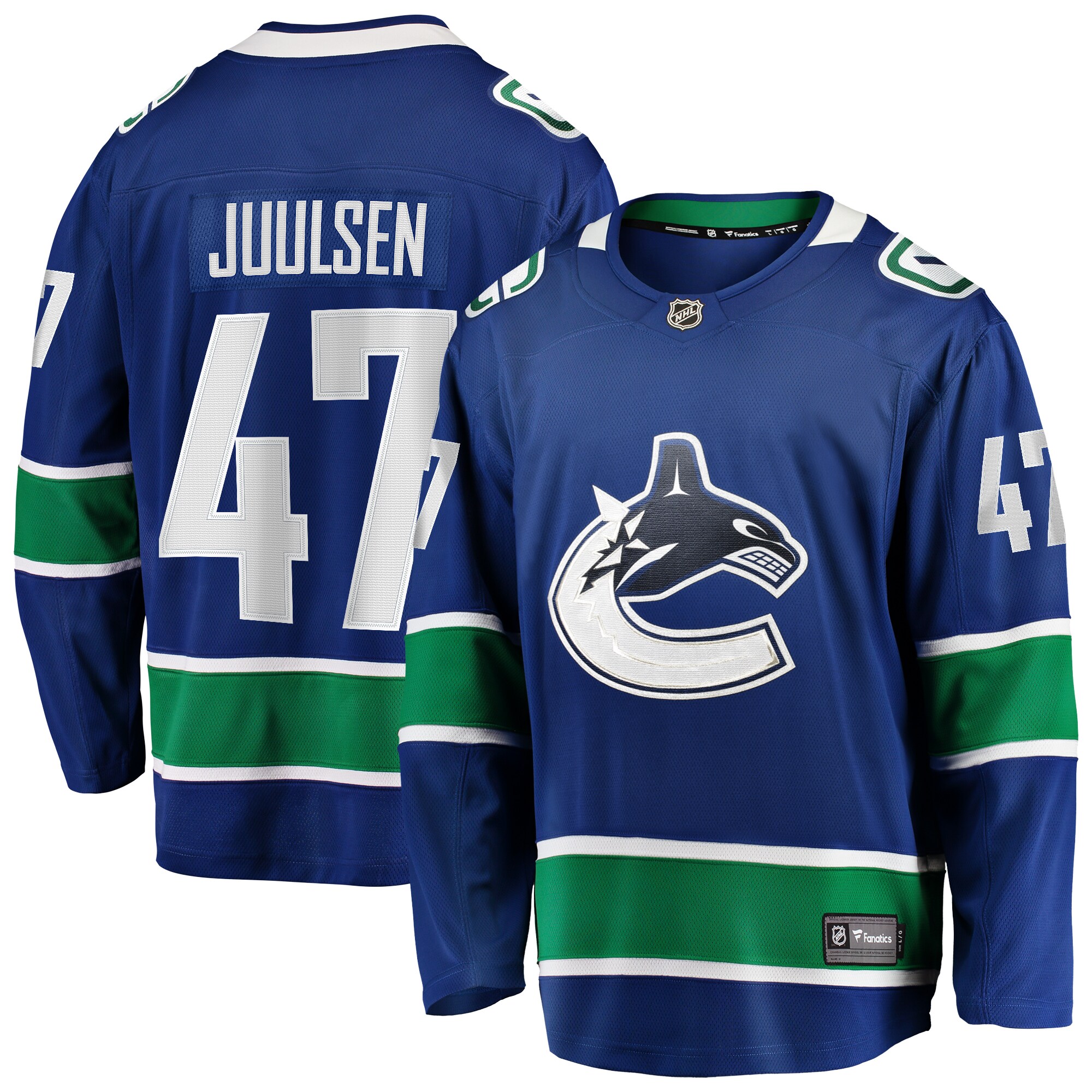 Noah Juulsen Vancouver Canucks Fanatics Home Premier Breakaway Player Jersey – Blue