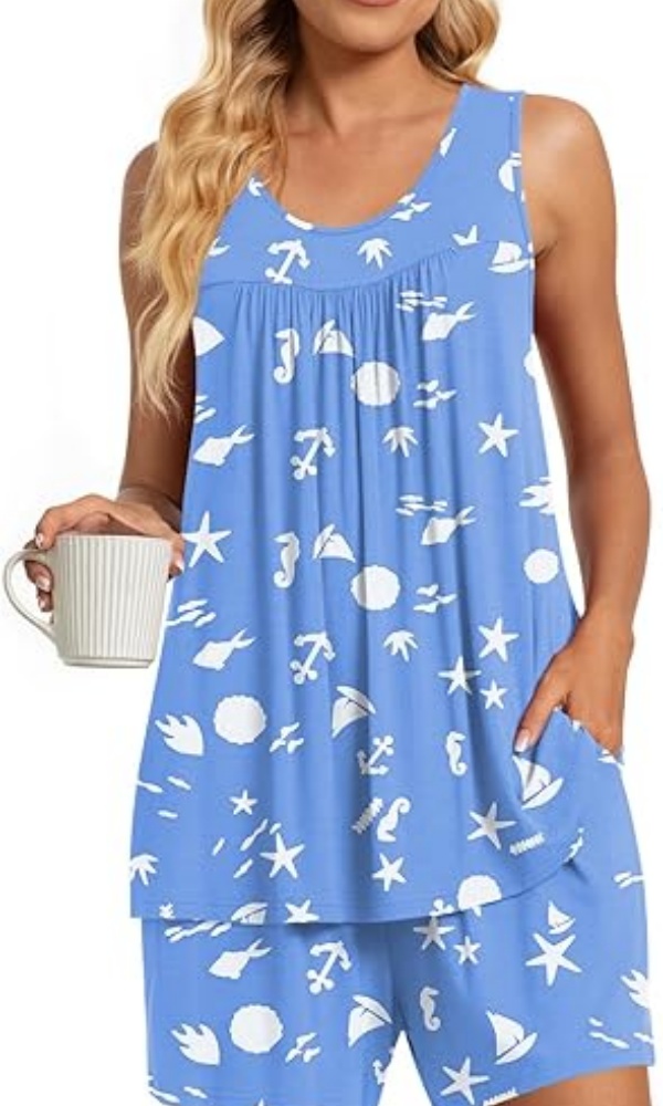 COSYWAY 2 Piece Women's Sleeveless Pajama Sets