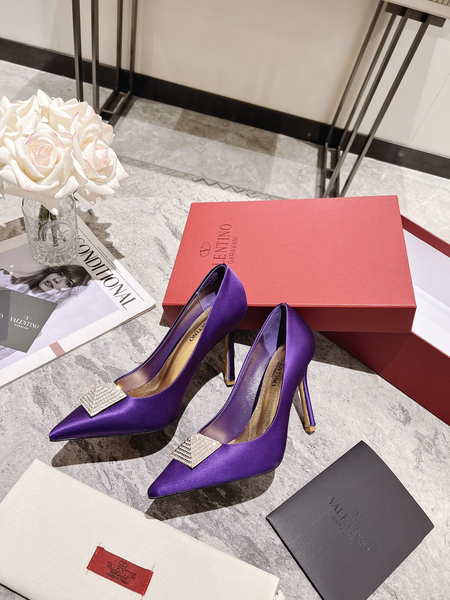 Valentino Garavani One Stud Pump With Crystals Purple 2W2S0Fh8Ulm 73E