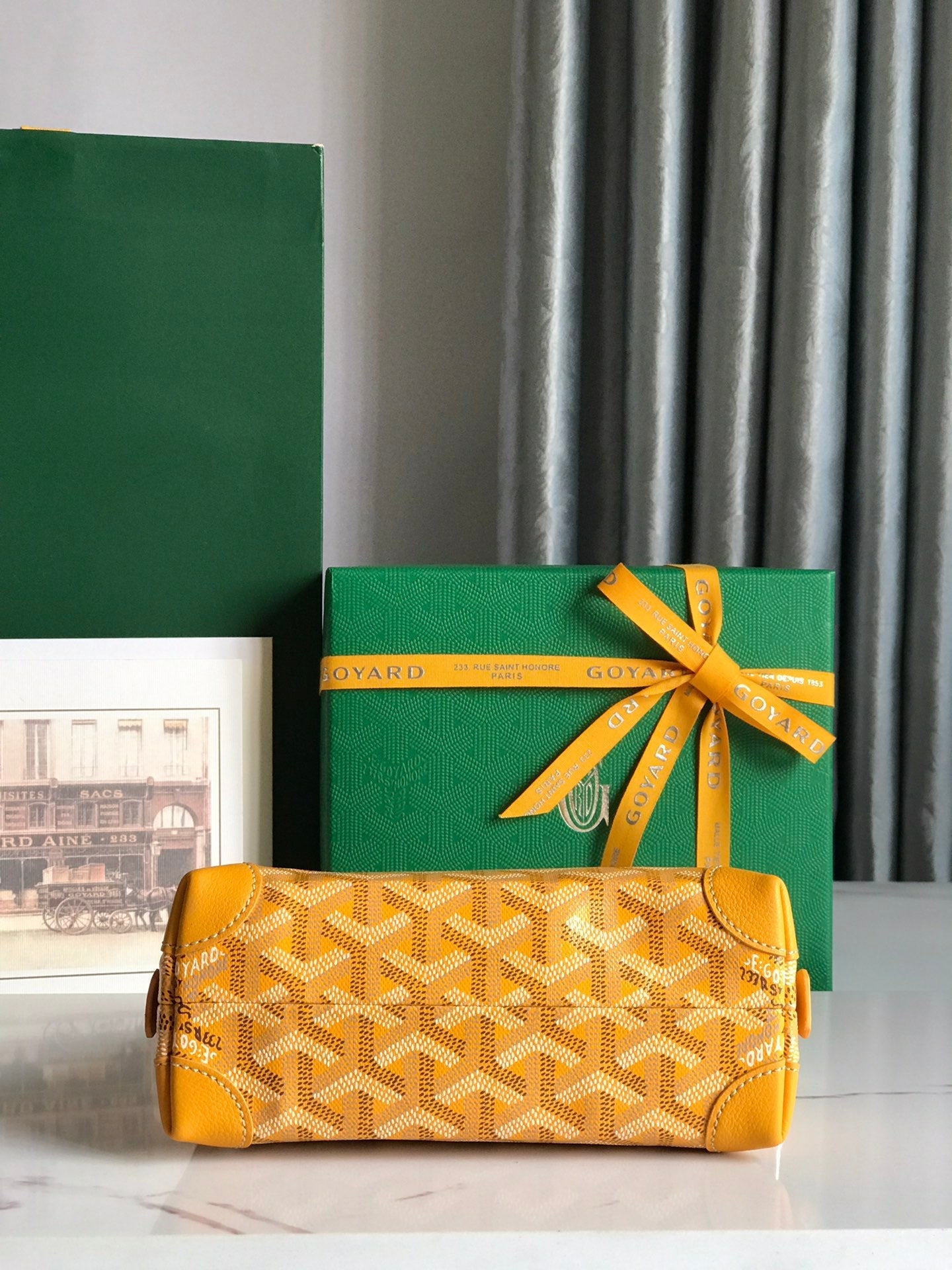 Goyard Vendôme Cosmetic Pouch 17 Cm Yellow Goyardine Canvas And Calfskin Trim