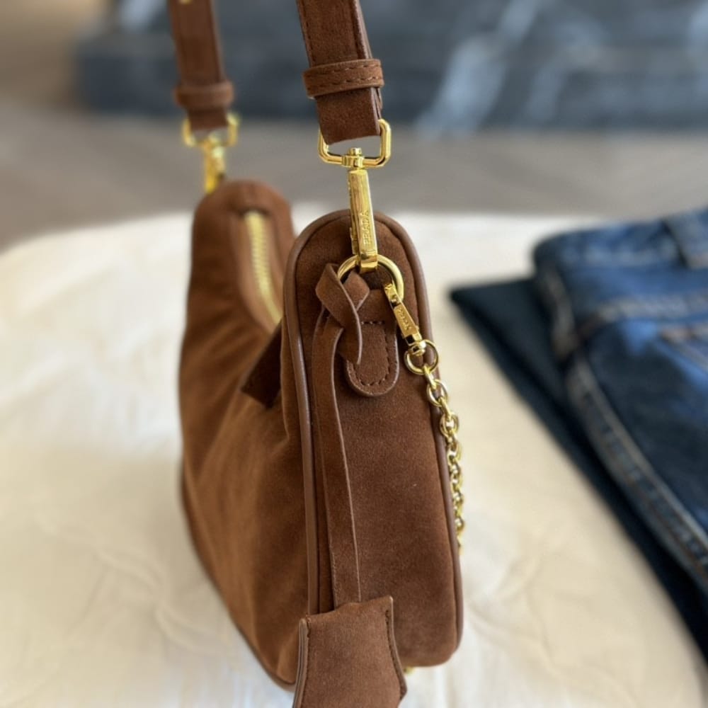 Prada Re Edition Suede Mini Bag Cocoa Brown 22Cm