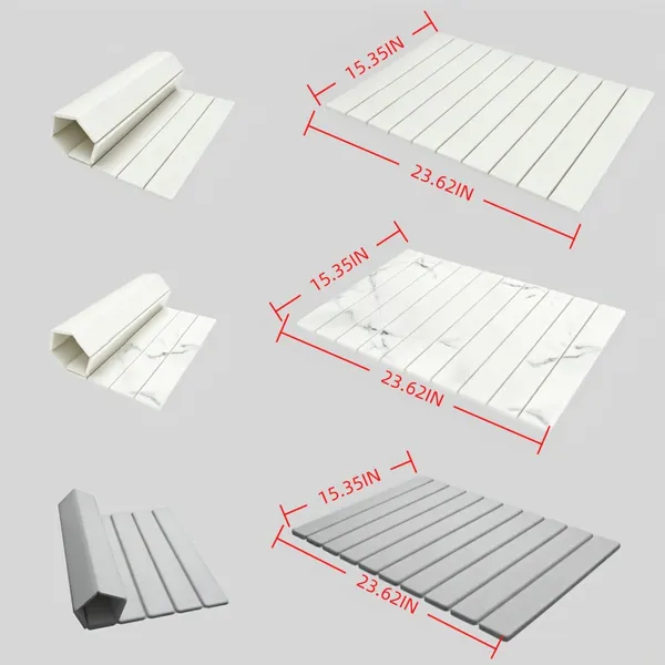 Foldable Stone Bath Mat, Non Slip Large Diatomaceous Shower Mat, Super Absorbent Quick Drying Stone Mat for Bathroom Kitchen Floor Counter Sink,Easy to Clean & Store