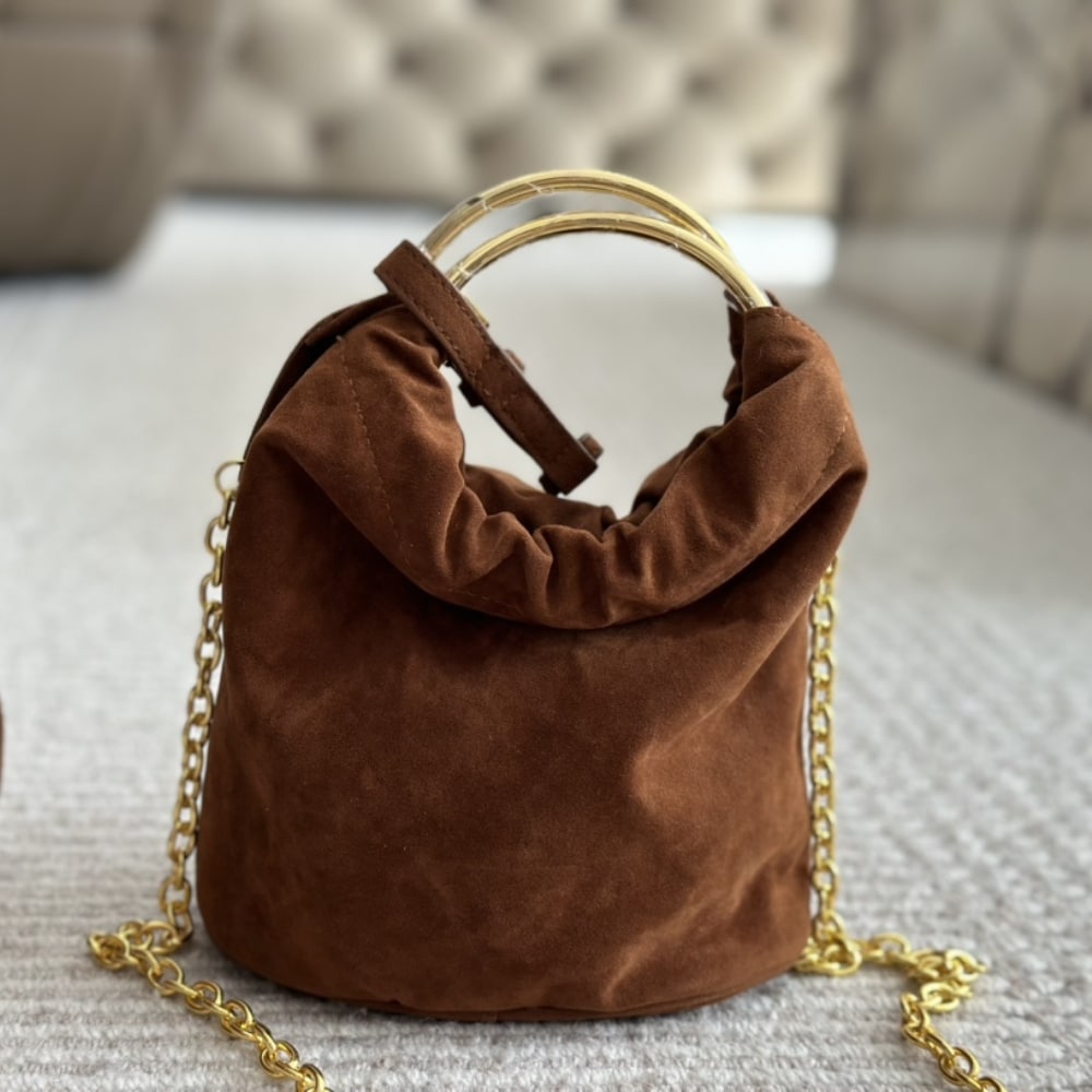 Prada Suede Mini Bag Cocoa Brown 19Cm