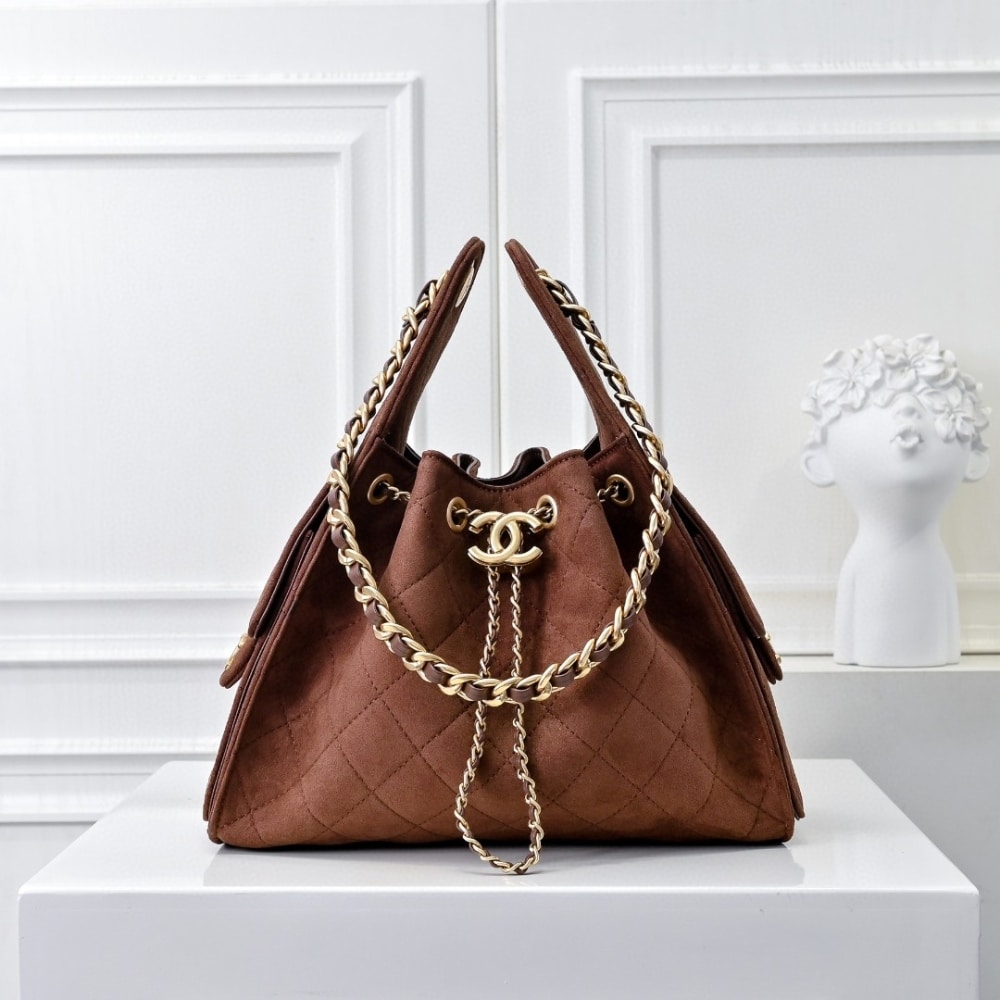 Chanel 25 Small Handbag Gold Tone Metal Brown 26Cm As5293 B18799 U3950