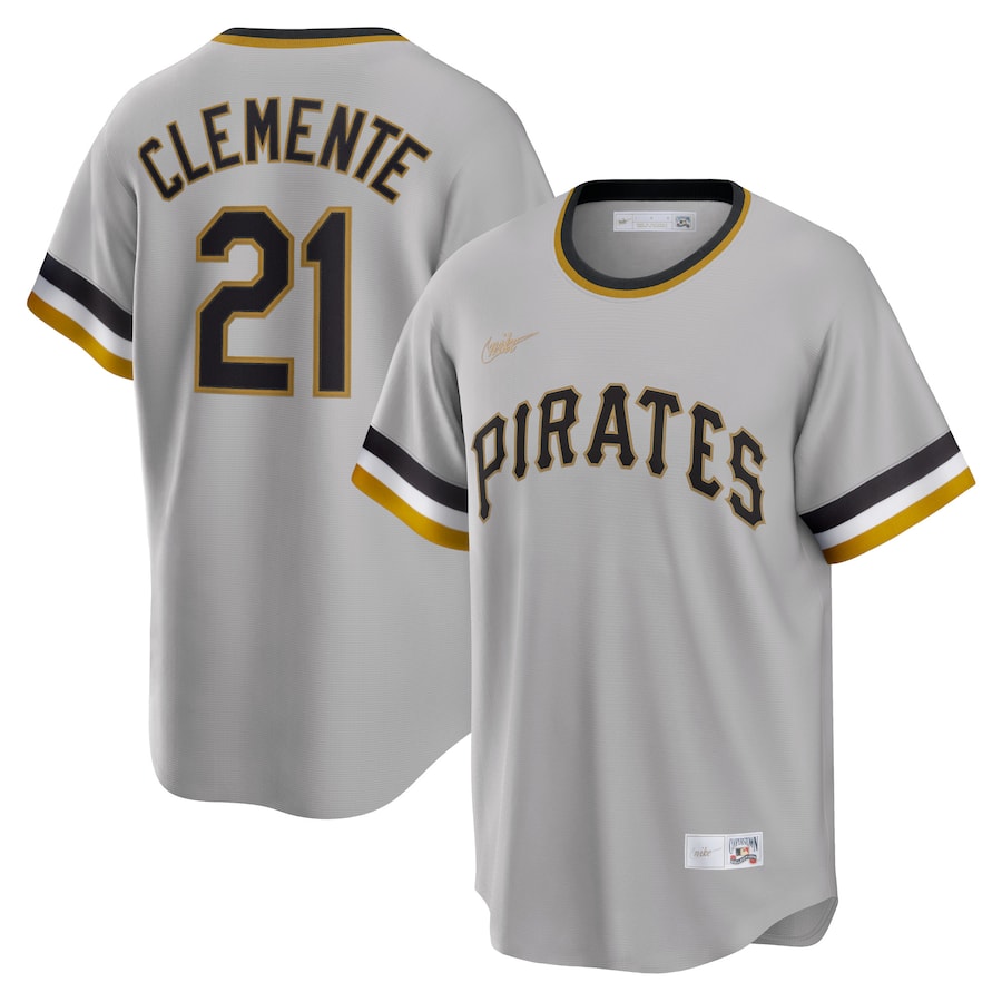 Roberto Clemente Pittsburgh Pirates Road Cooperstown Collection Player Jersey Gray