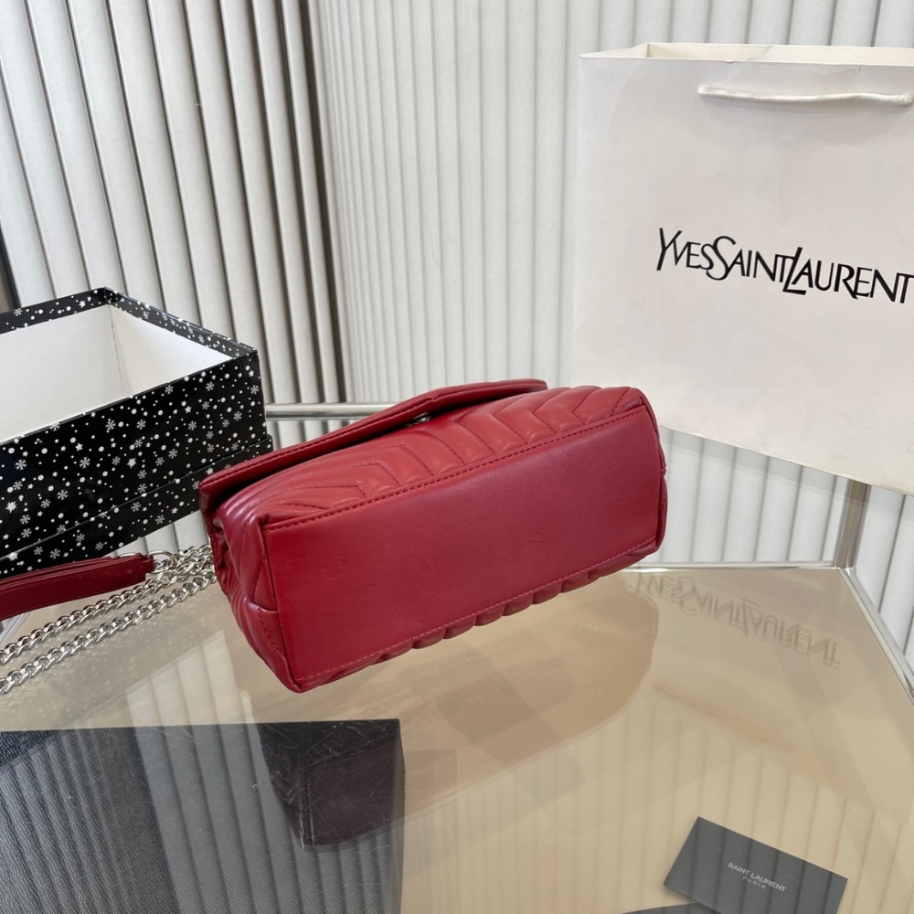 Saint Laurent Loulou Small Chain Bag Wine Red 25cm