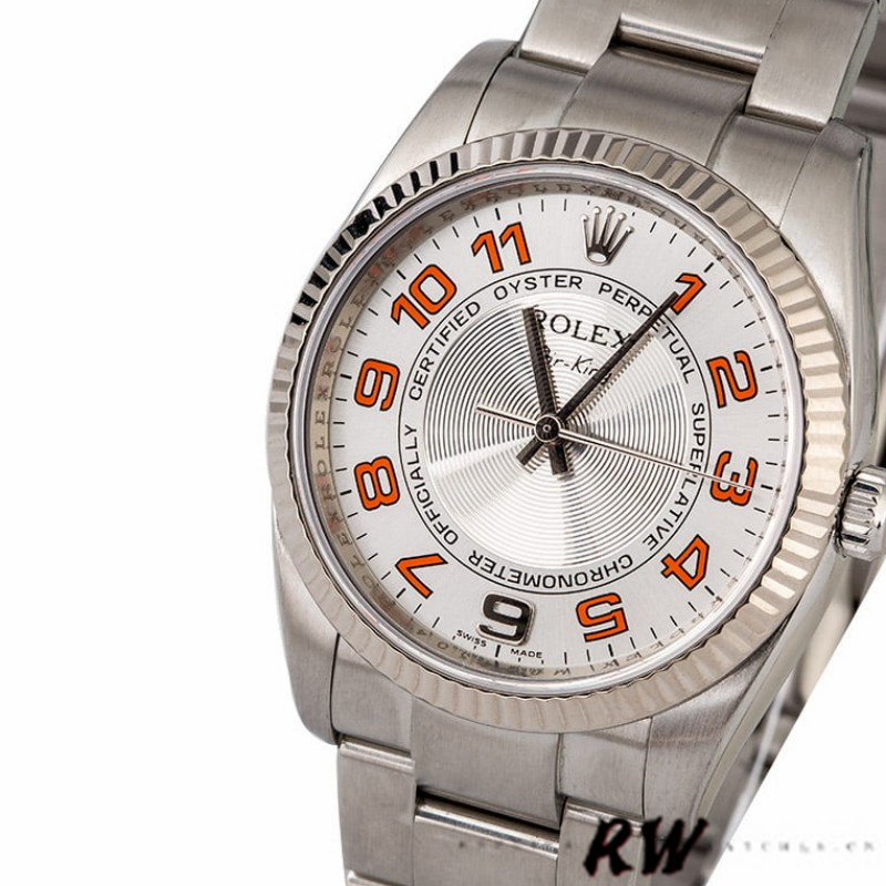 【Super Clone】Rolex Oyster Perpetual Air-King 114234 Silver Orange Arabic Dial 34mm Unisex Replica Watch
