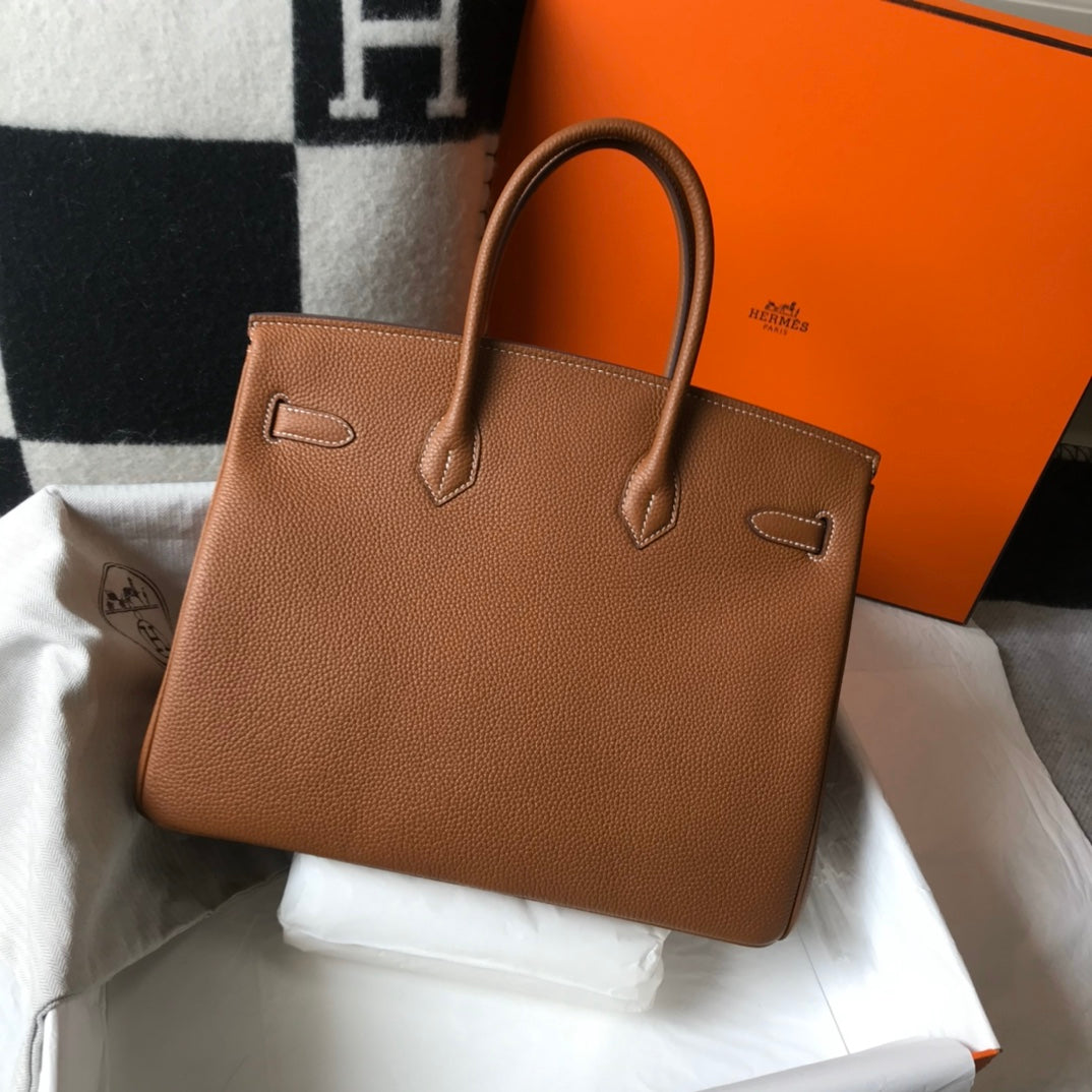 Hermes Birkin 35Cm Bag Brown Togo Gold Hardware