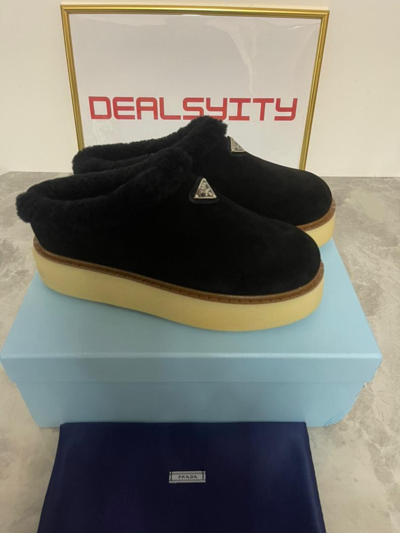 Prada Suede Mules Black