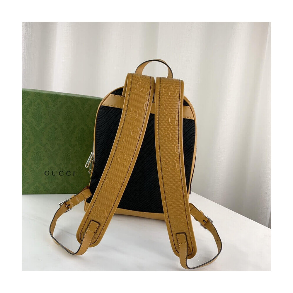 Gucci GG Embossed Backpack in Yellow Leather