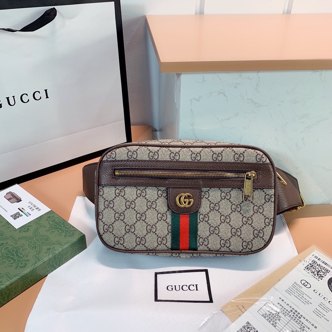 Gucci Ophidia GG Supreme Belt Bag Brown 24cm 574796 97SIT 8747