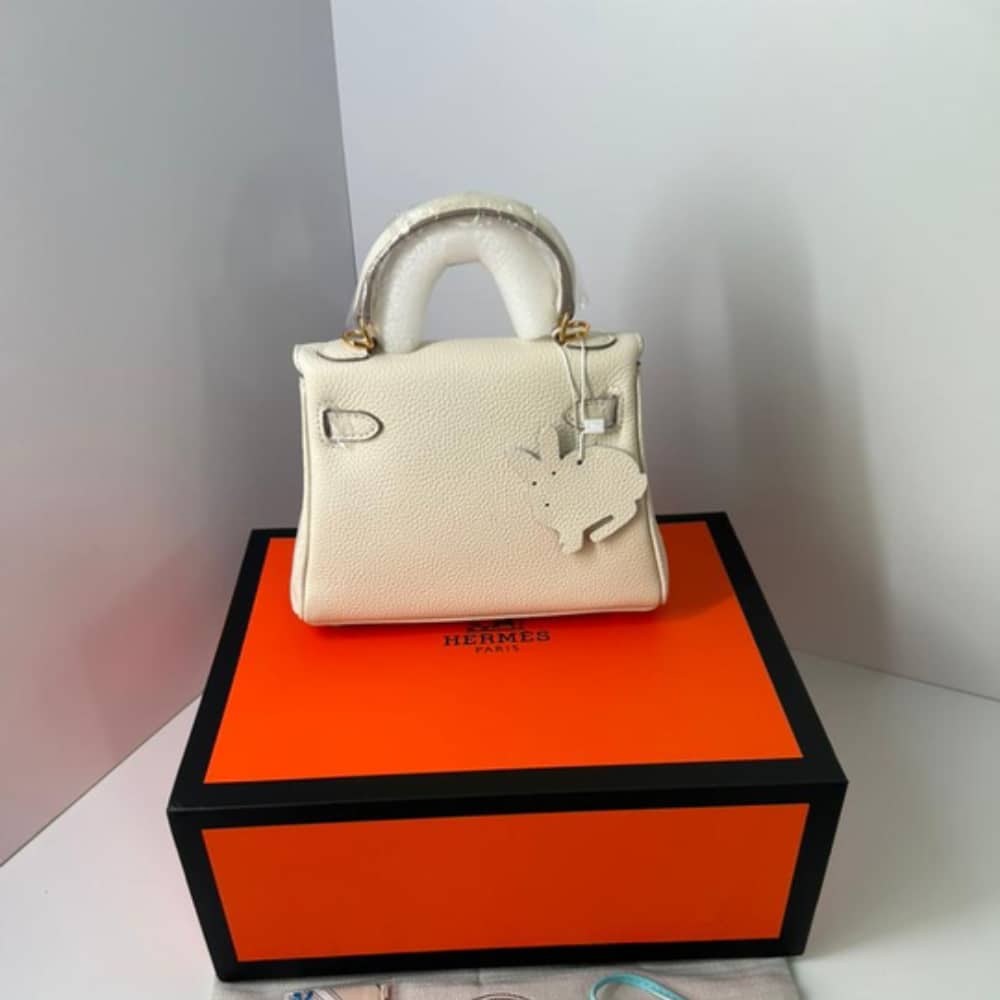Hermes Mini Kelly Bag Epsom White Gold Hardware 20Cm
