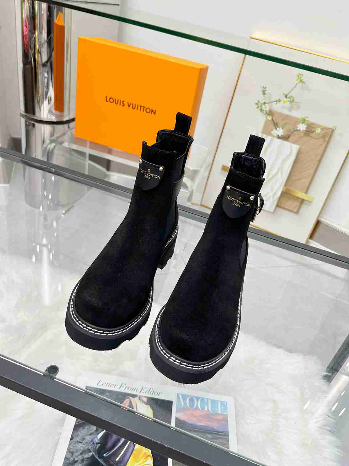 Louis Vuitton Lv Beaubourg Ankle Boot Suede In Black 1Ackcj