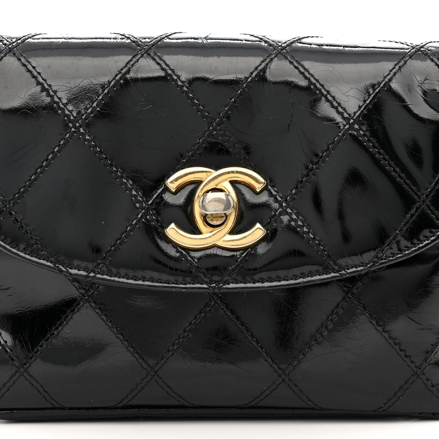 Patent Flap Waist Belt Bag Black