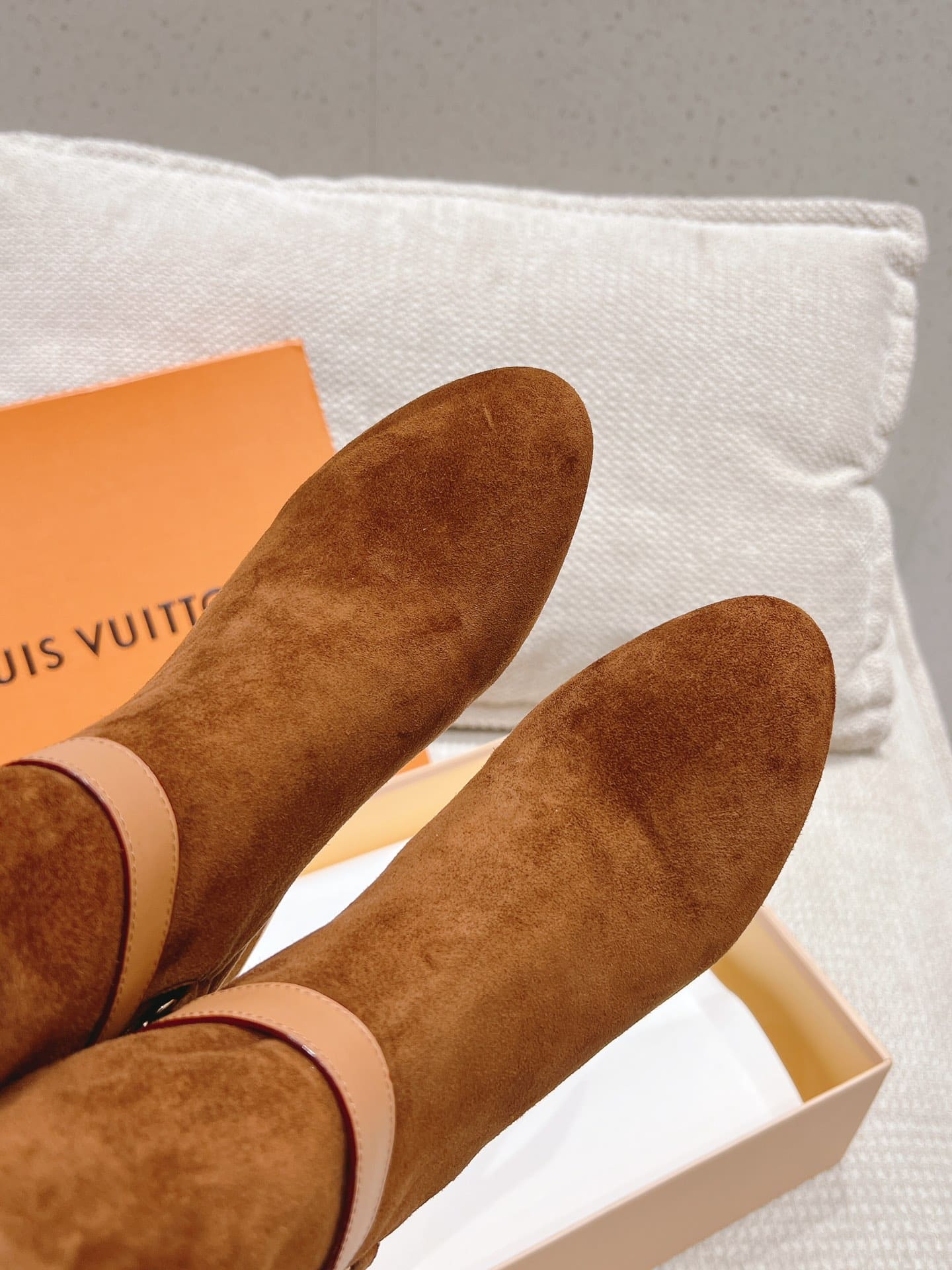 Louis Vuitton Parisienne Ankle Boot Suede Leather Brown