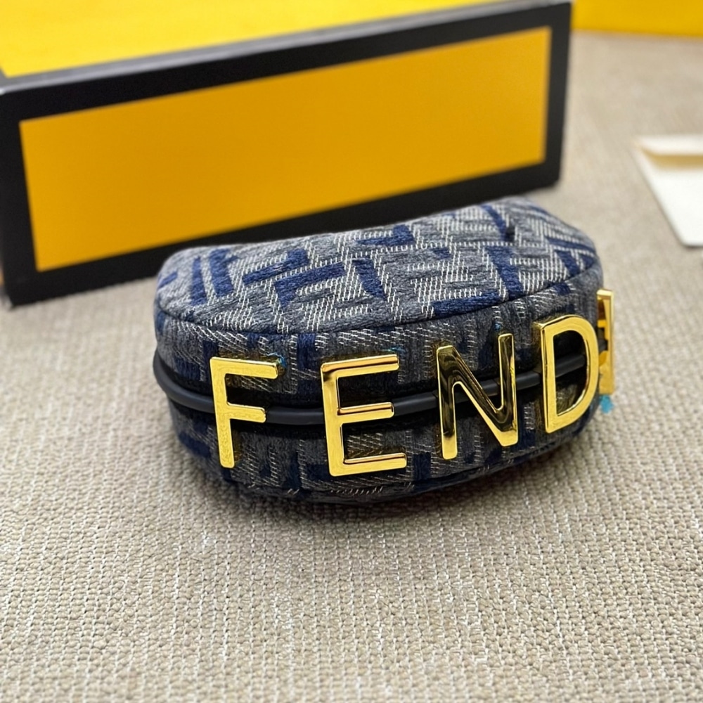 Fendi Fendigraphy Small Dark Blue Ff Chenille Bag 30Cm 8Br798Asu0F1Pqm