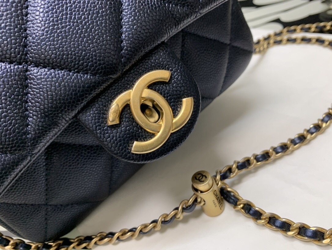 Chanel Grained Mini Flap Bag 19Cm/7.4in Black As2855