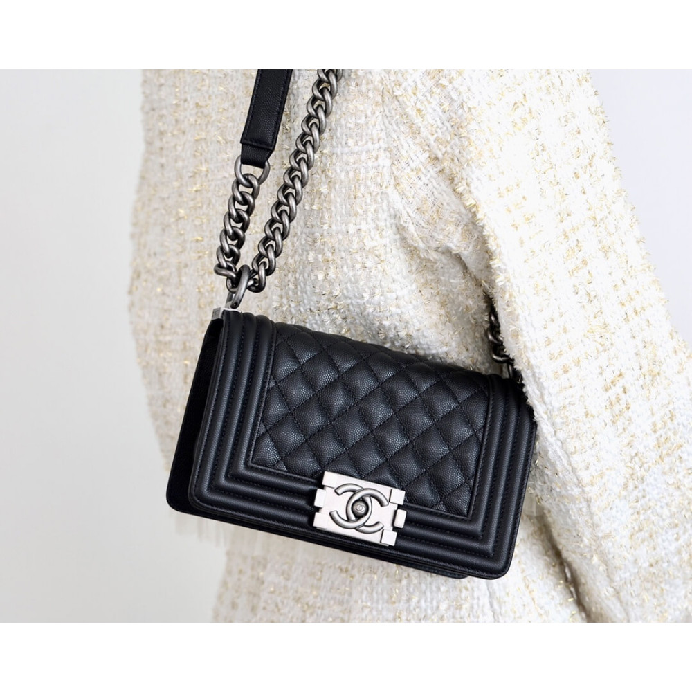 Chanel Le Boy Bag 20cm Black Caviar Leather
