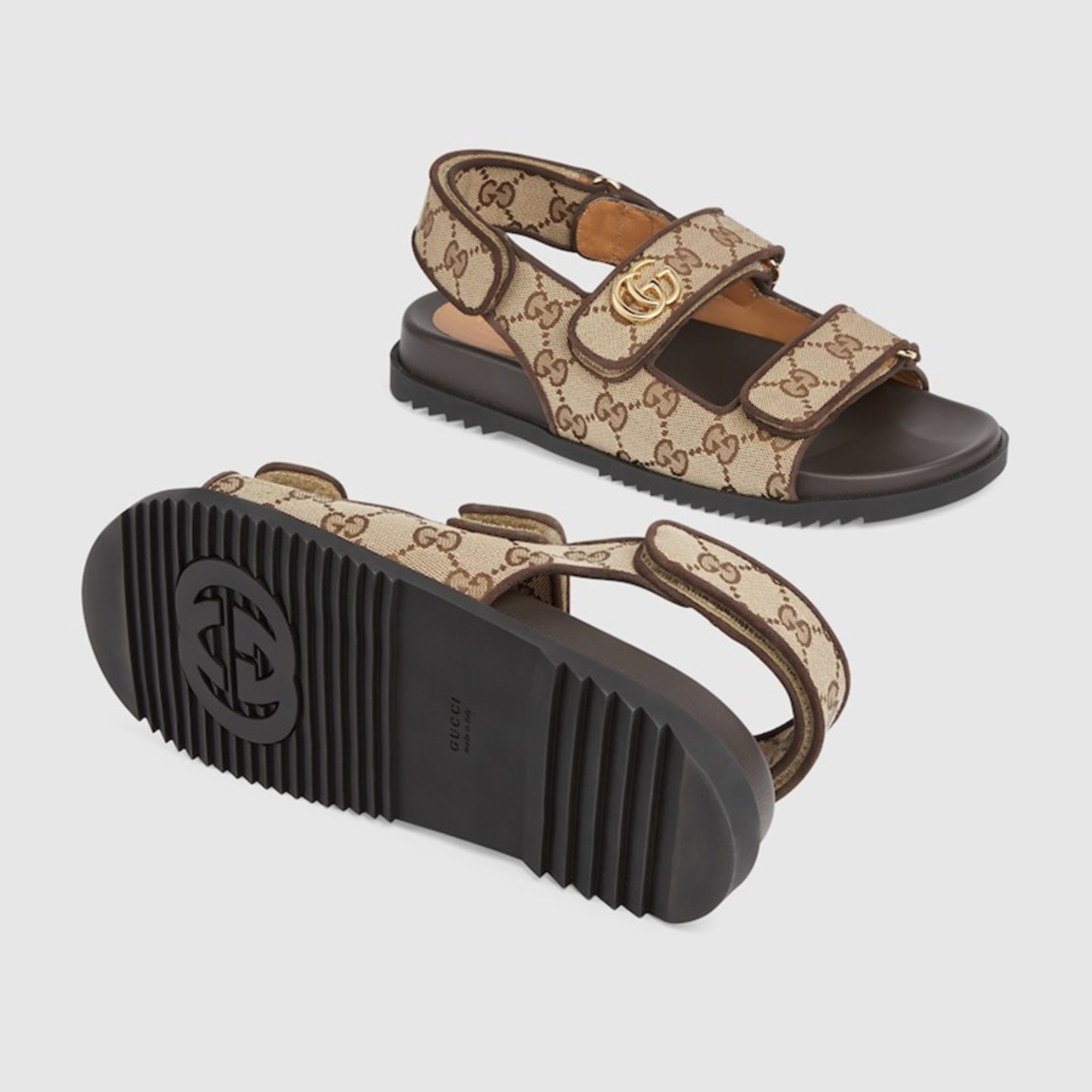 Gucci Double G Sandal Beige And Ebony 771575 G1730 9755