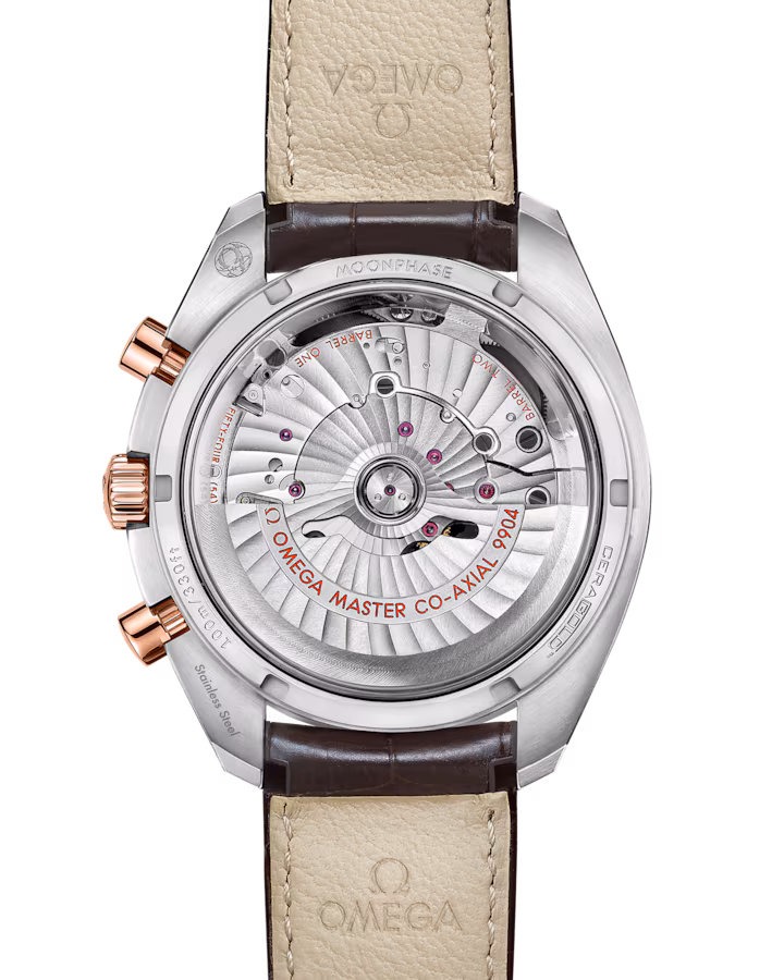 Omega Speedmaster Moonphase Brown Dial 44.25mm Stainless Steel Sedna™ gold Strap 304.23.44.52.13.001