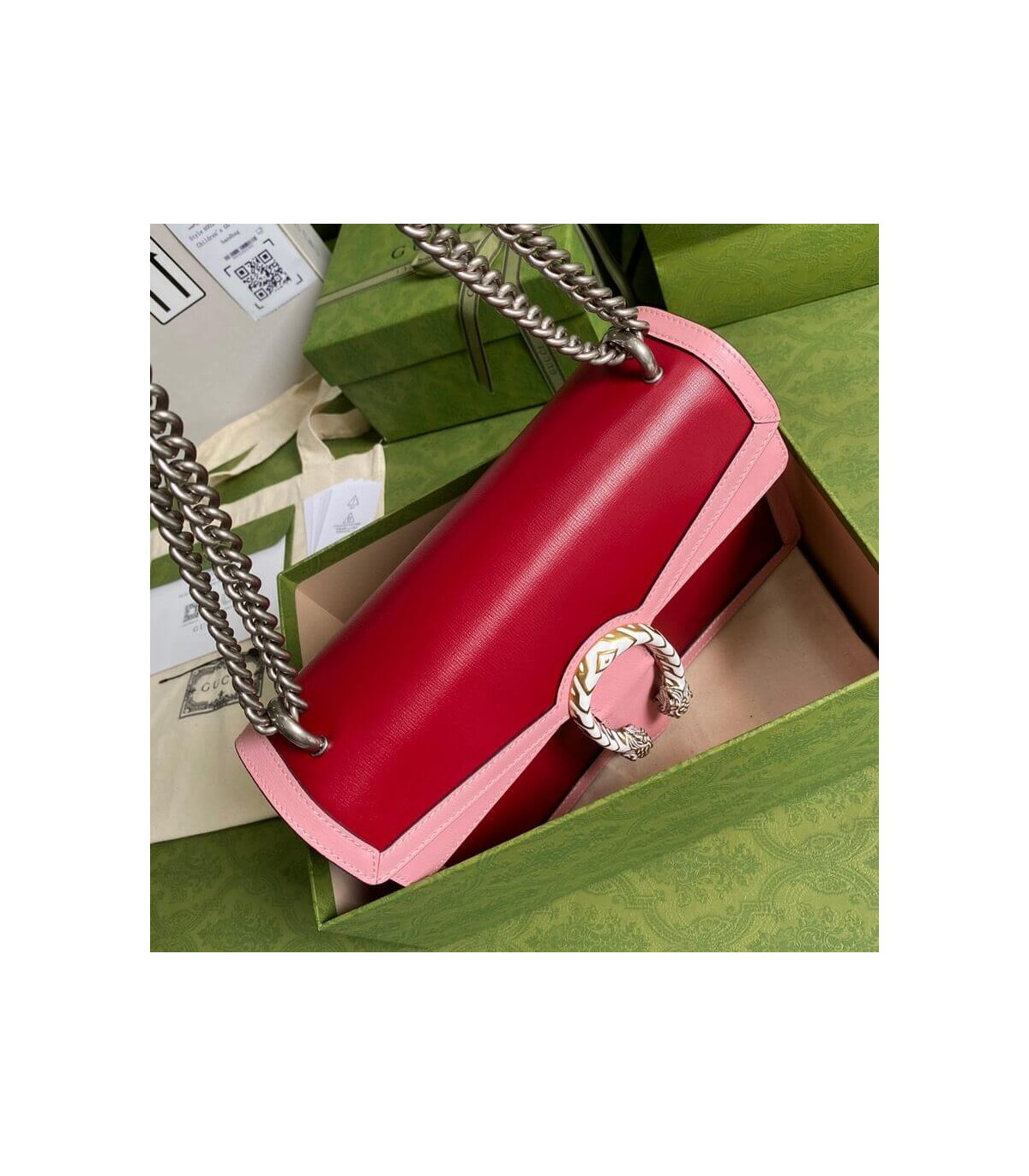 Gucci Dionysus Small Shoulder Bag Red and Pink Leather