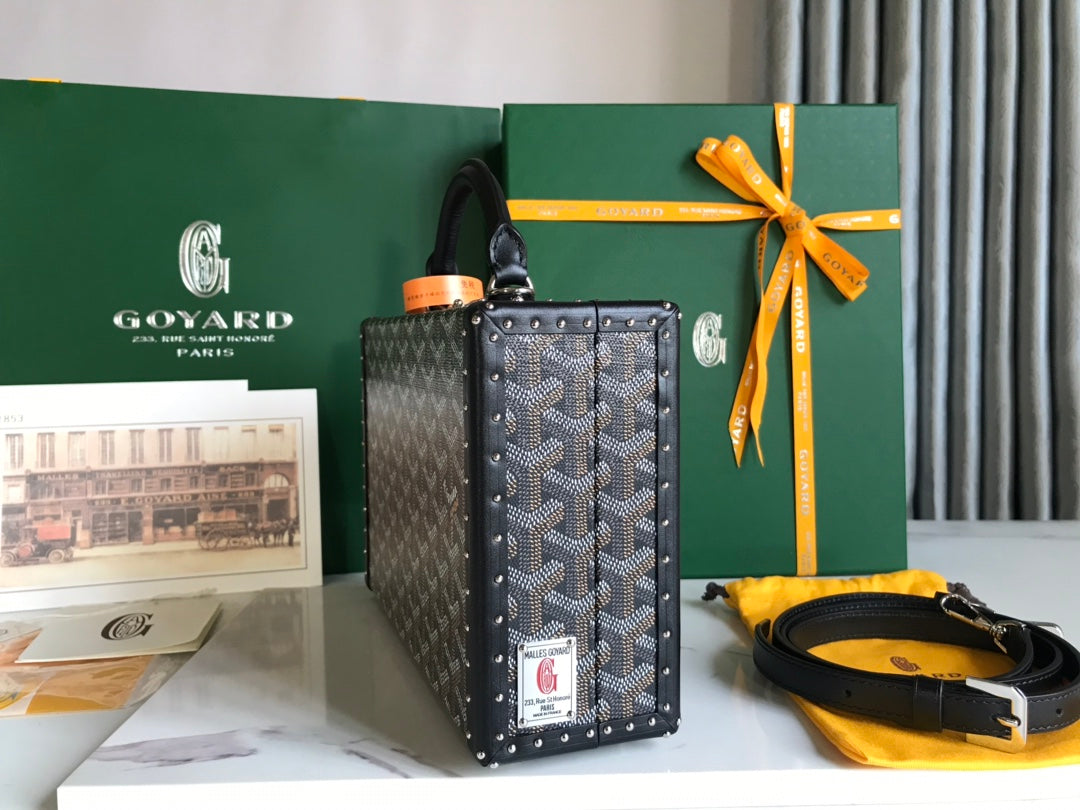 Goyard Grand Hôtel Trunk Bag 24.5cm Black Goyardine Canvas And Calfskin