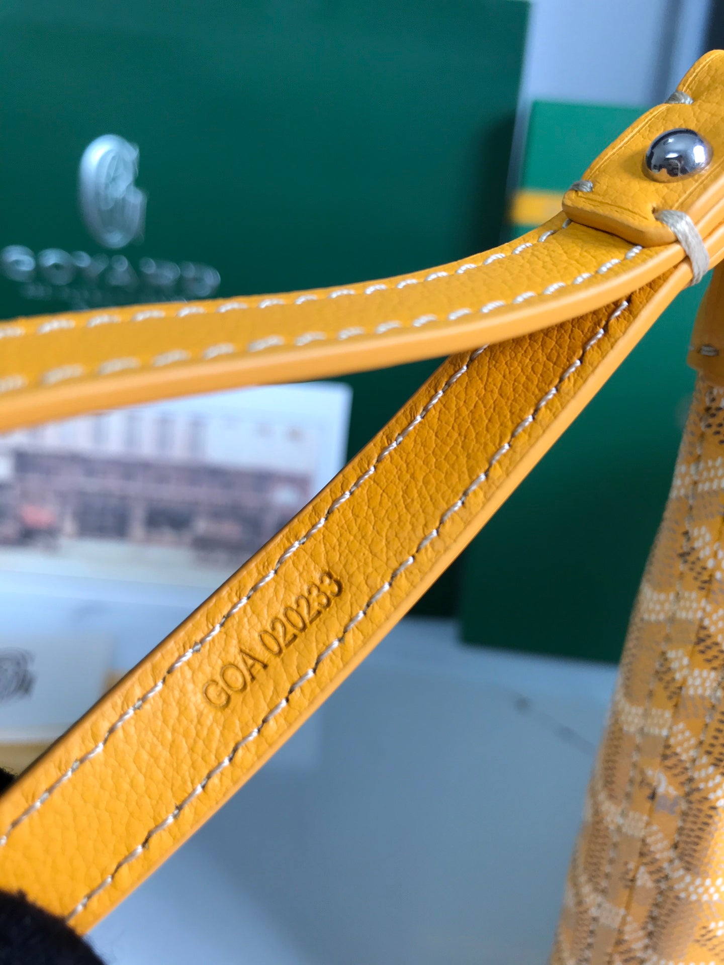Goyard Conti Pouch 24 Cm Yellow Lambskin And Goyardine Canvas