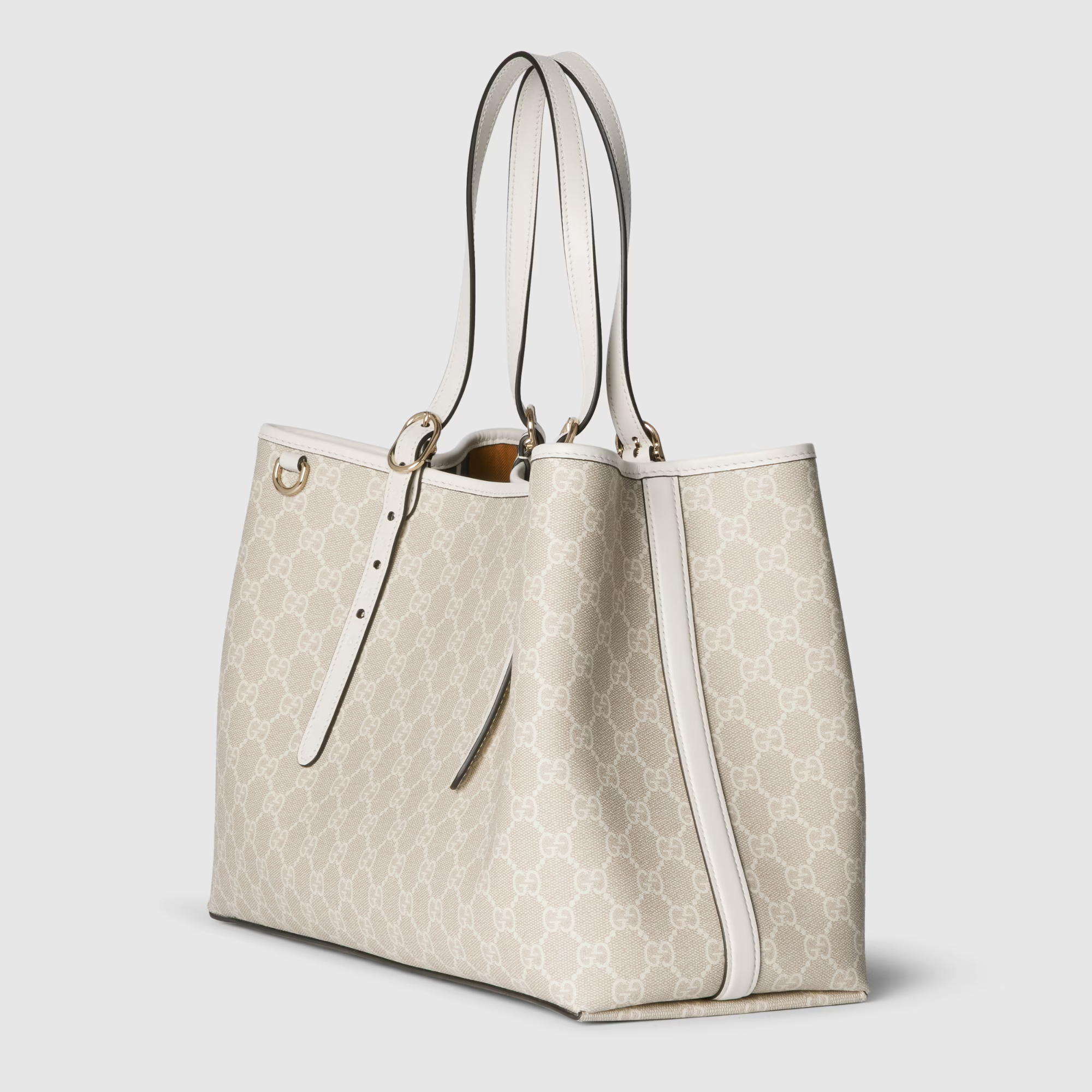 Gucci GG Emblem Large Tote Bag Beige And White Fabric 815213 38cm/15in
