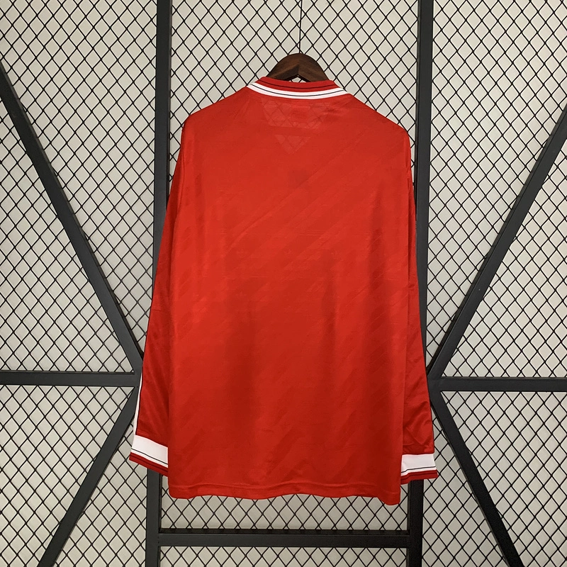 retro 1986 Manchester United Home Long Sleeve Soccer Shirt Jersey